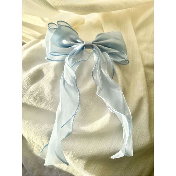 Light blue French clip hair bow - Picture 1 of 4